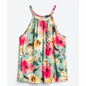 Papermoon Floral Tank Top - Green and Pink